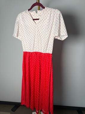 Joan Curtis Vintage Red and White Polka Dot Midi Dress vintage